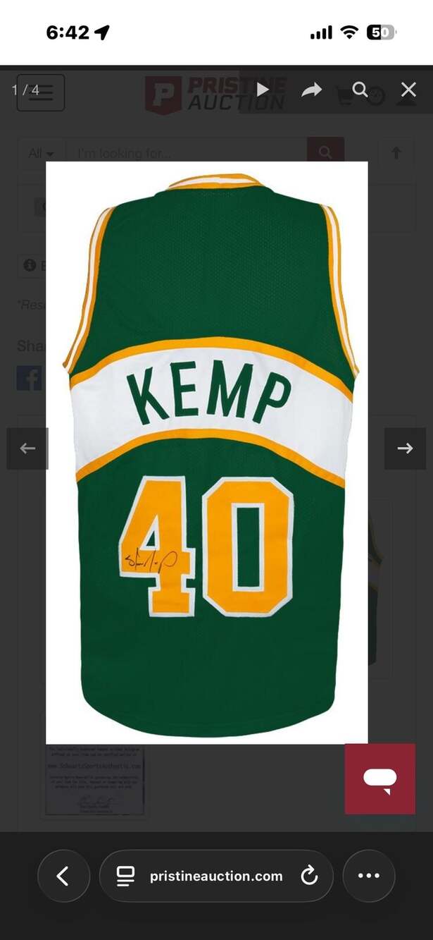 Shawn Kemp Autographed Seattle SuperSonics Jersey with Schwartz Sports COA